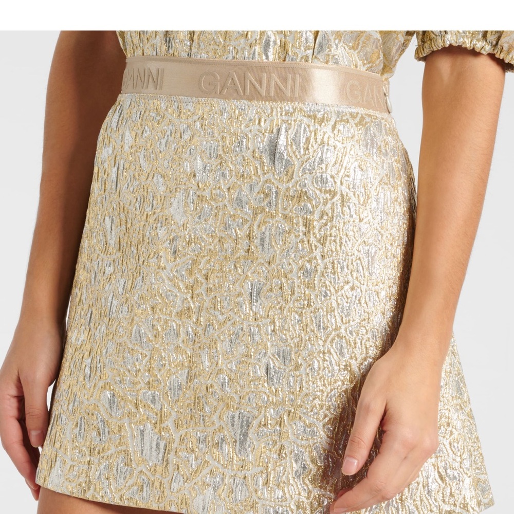 Ganni Metallic Gold and Silver Mini Skirt